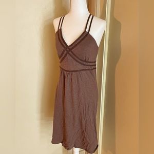 Athleta cute summer boho beach festival strappy dress S, brown shelf bra 36”